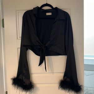 Brand New Altar’d State Crop Top with Feather Sleeves